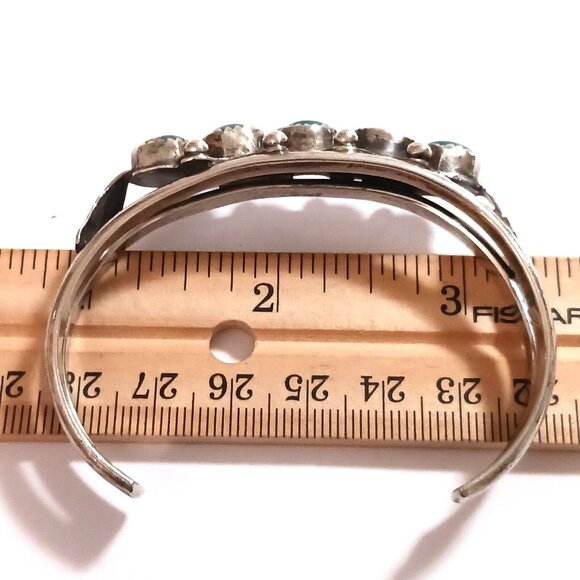 Native American Sterling Turquoise Cuff Bracelet Vintage (1206) - Picture 3 of 9